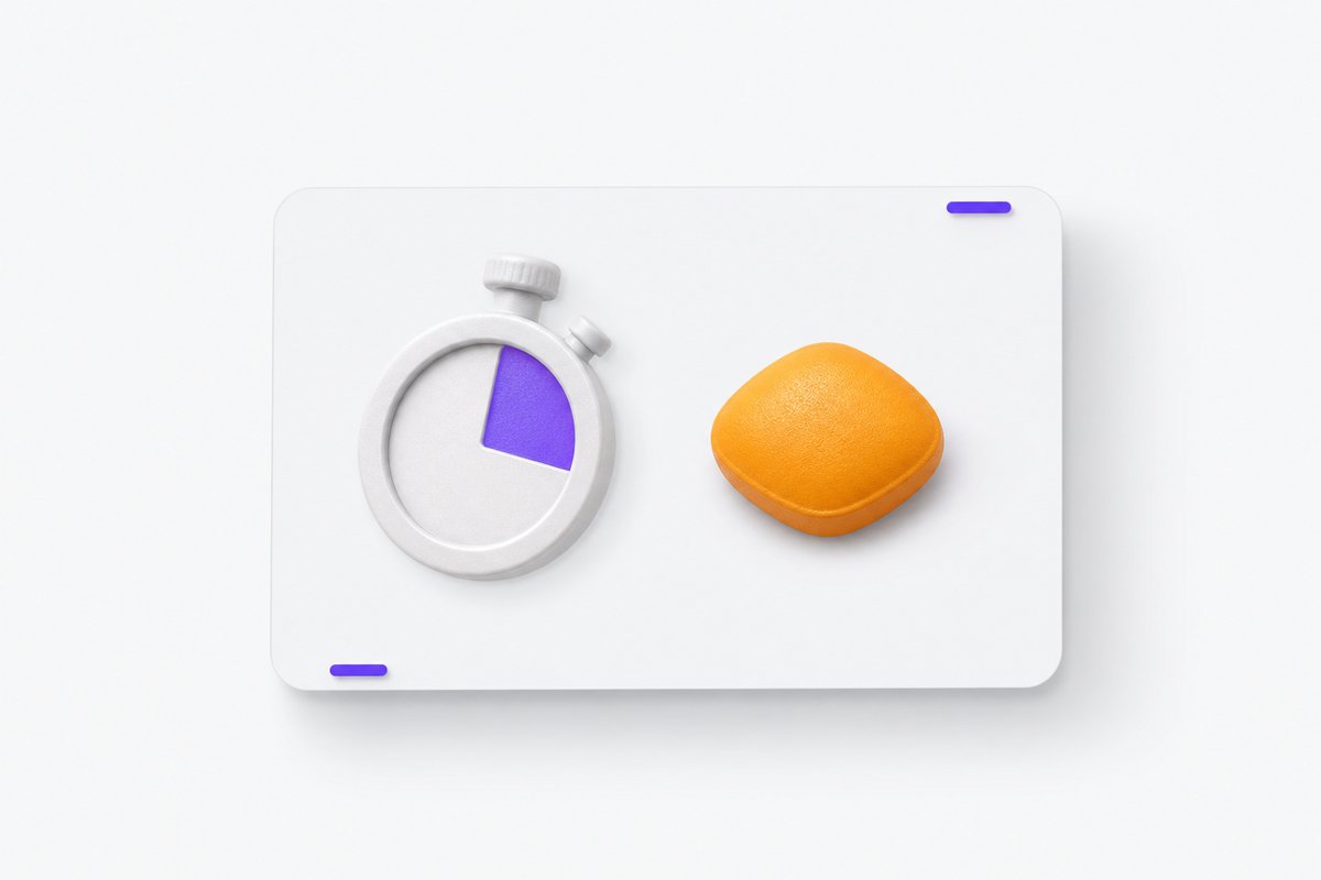Stopwatch chip and vardenafil tablet on onset clip